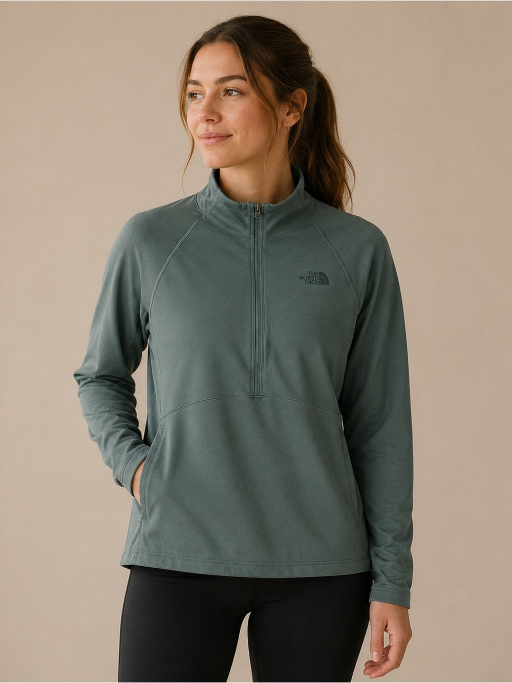 The North Face FlashDry Quarter Zip Pullover Top Green Women’s Large